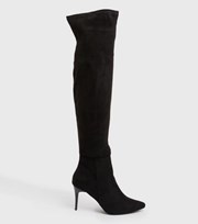 New Look Black Suedette Stiletto Knee High Boots